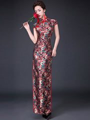 Custom Made Blossoms Brocade Cheongsam / Qipao Evening Dress