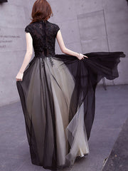 Sunset Black Floor-Length Tulle Qipao / Cheongsam Evening Dress