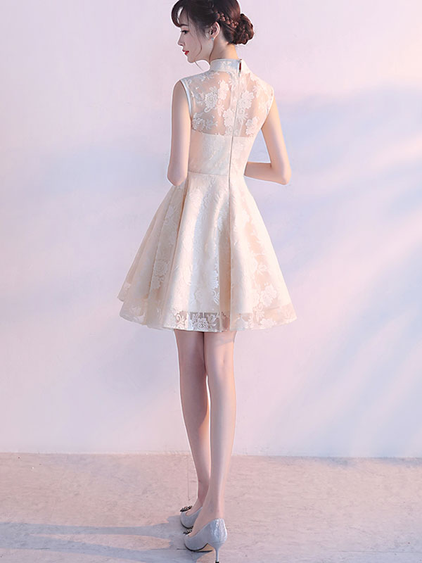 Embroidered A-Line Bridesmaids Qipao / Cheongsam Dress