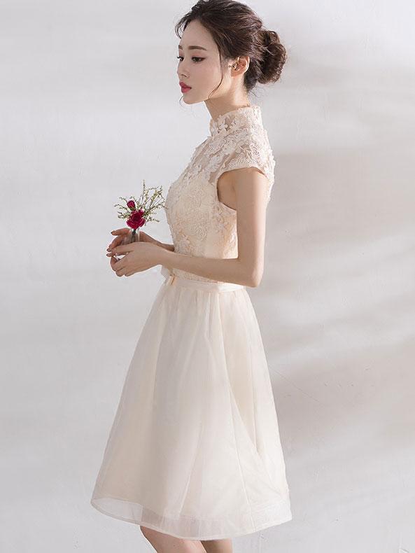 Bridesmaid A-Line Qipao / Cheongsam Dress with Tulle Skirt