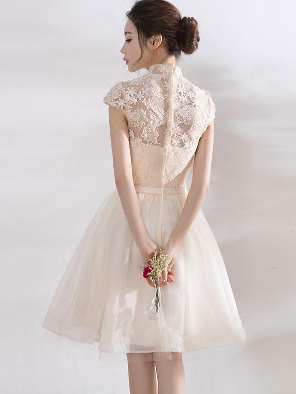 Bridesmaid A-Line Qipao / Cheongsam Dress with Tulle Skirt