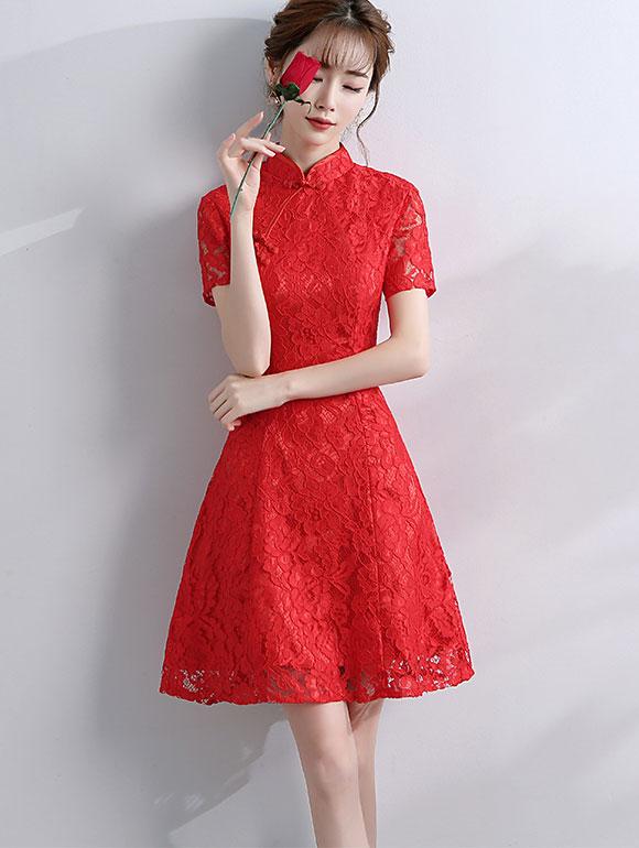 A-Line Lace Bridesmaids Qipao / Cheongsam Party Dress