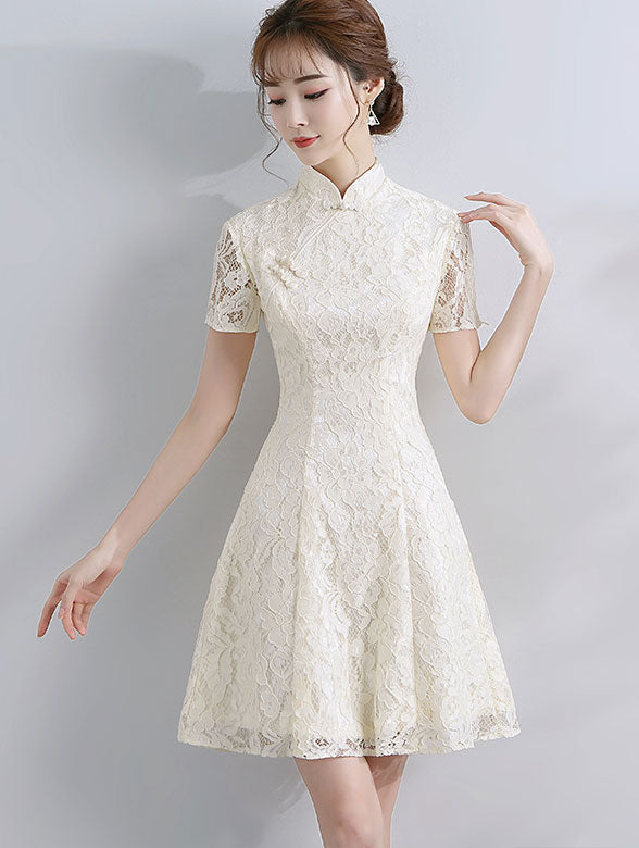 A-Line Lace Bridesmaids Qipao / Cheongsam Party Dress