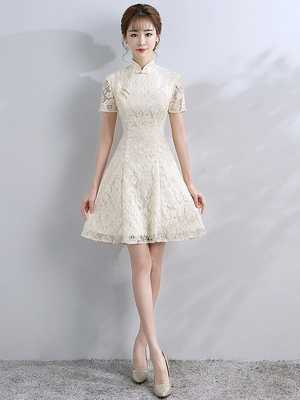 A-Line Lace Bridesmaids Qipao / Cheongsam Party Dress