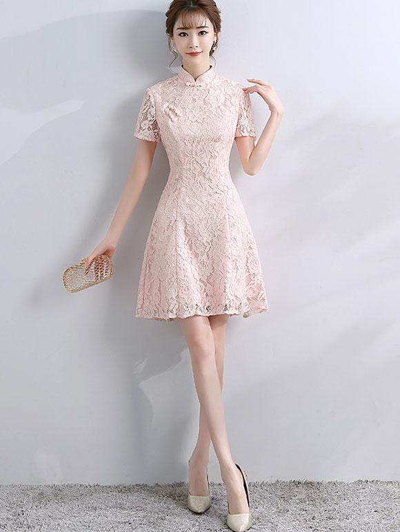 A-Line Lace Bridesmaids Qipao / Cheongsam Party Dress
