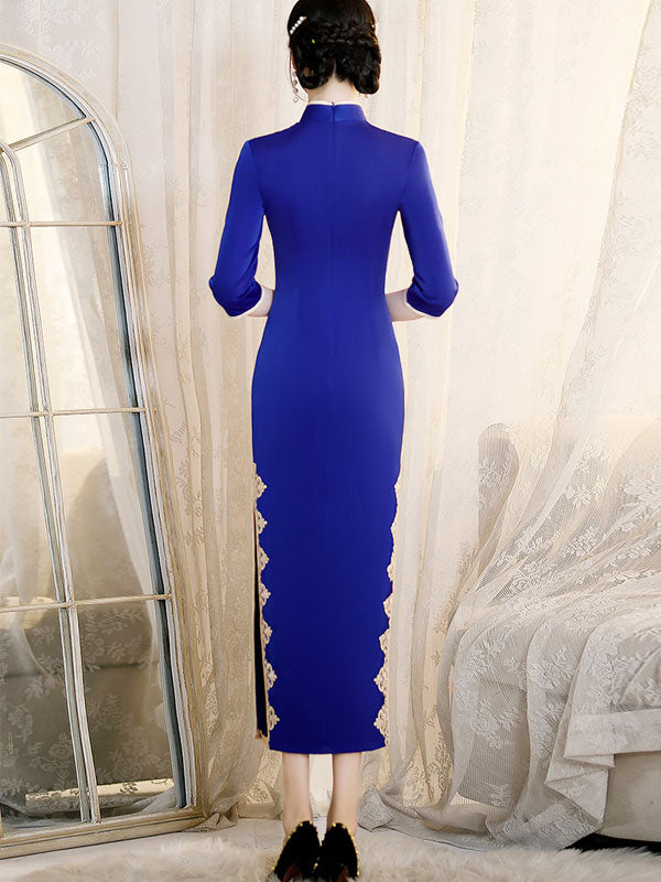 Red Blue Winter Wedding Qipao Cheongsam Dress