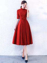 Blue Red A-Line Qipao / Cheongsam Evening Dress