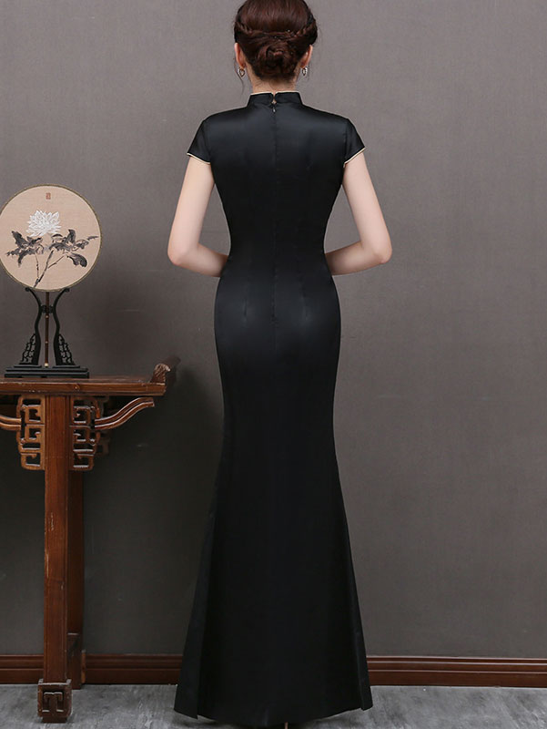 White Green Thigh Split Qipao / Cheongsam Evening Dress