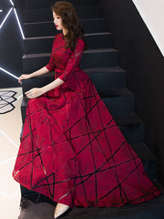 Wine Red A-Line Maxi Qipao / Cheongsam Wedding Dress
