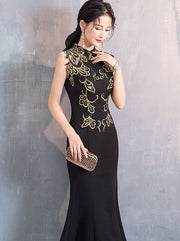 Sequined Black Fishtail Qipao / Cheongsam Evening Dress
