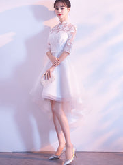 White High Low Hem Cheongsam Qi Pao Bridesmaid Dress