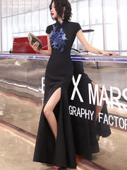 Black Split Front Fishtail Cheongsam Qi Pao Prom Dress