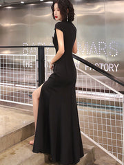 Black Split Front Fishtail Cheongsam Qi Pao Prom Dress