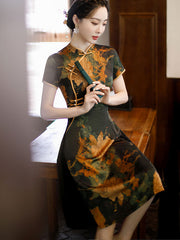 Mother's Floral A-Line Cheongsam Qi Pao Dress