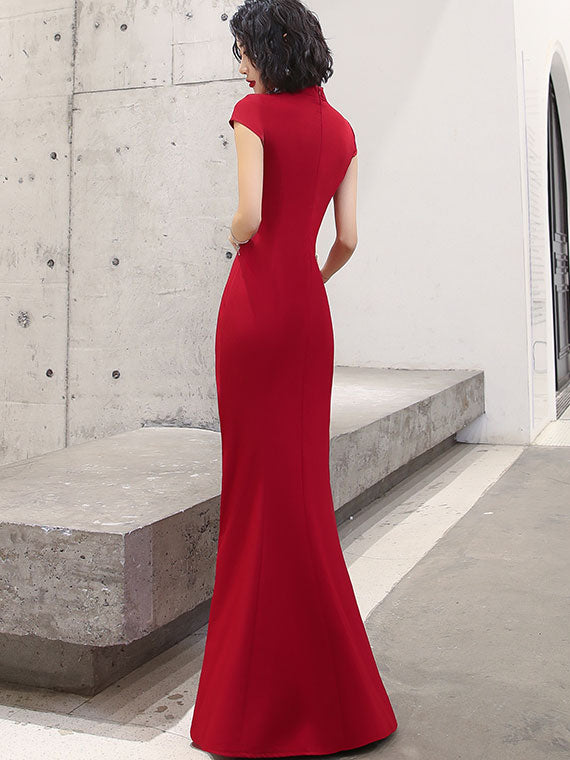 Appliques Fishtail Qi Pao Cheongsam Wedding Dress