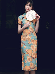 Daisy Floral Summer Mid Cheongsam Qi Pao Dress