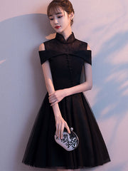 Cold Shoulder Tulle Cheongsam Qi Pao Dress