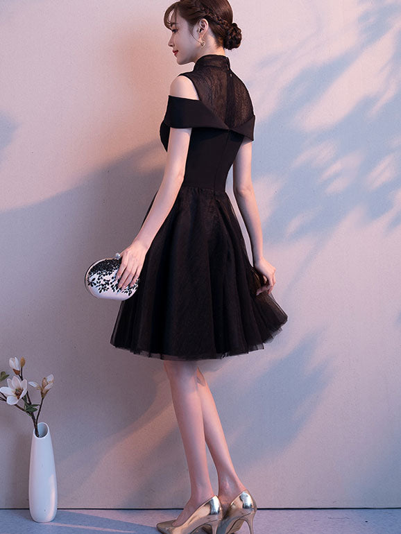 Cold Shoulder Tulle Cheongsam Qi Pao Dress