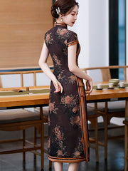 2022 Mothers Floral Maxi Cheongsam Qi Pao Dress