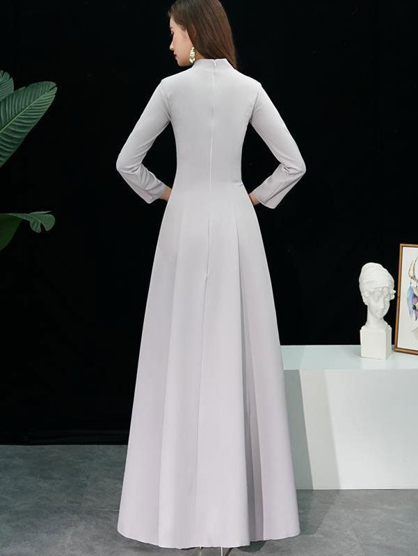 Gold Sequined Brush Train Phoenix Qi Pao Cheongsam Prom Dress