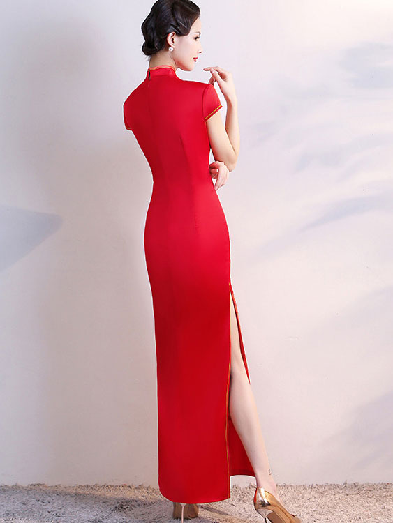 Phoenix Appliques Maxi Cheongsam Qi Pao Dress