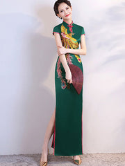 Phoenix Appliques Maxi Cheongsam Qi Pao Dress