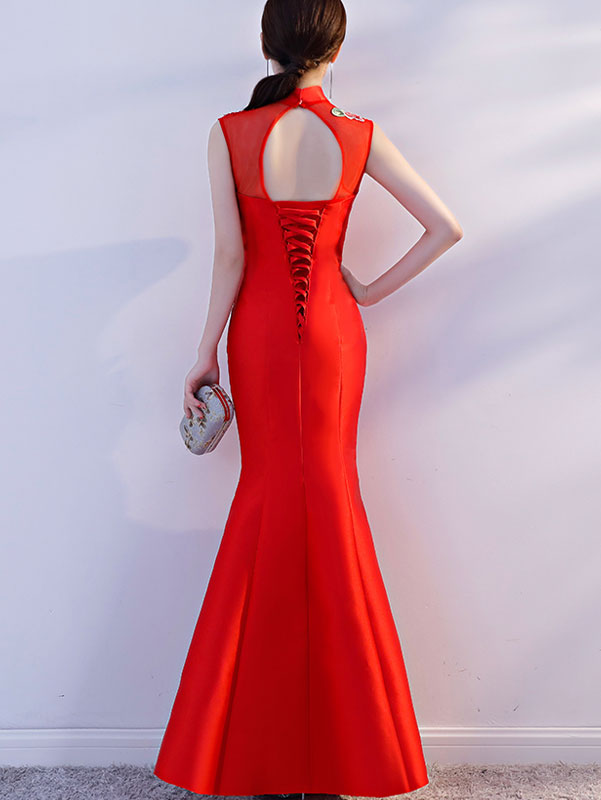 Embroidered Phoenix Fishtail Wedding Cheongsam Qipao Dress