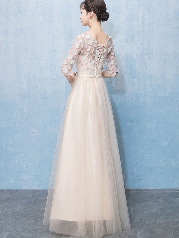 Bridesmaid Appliques A-Line Tulle Wedding Party Dress