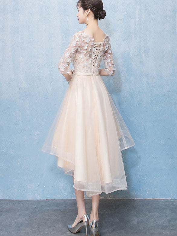 Bridesmaid Appliques A-Line Tulle Wedding Party Dress