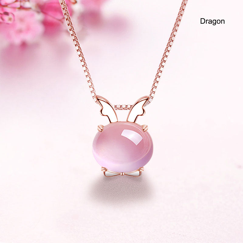 12 Zodiac Animals Crystal Pendant Necklace Christmas Birthday Gift