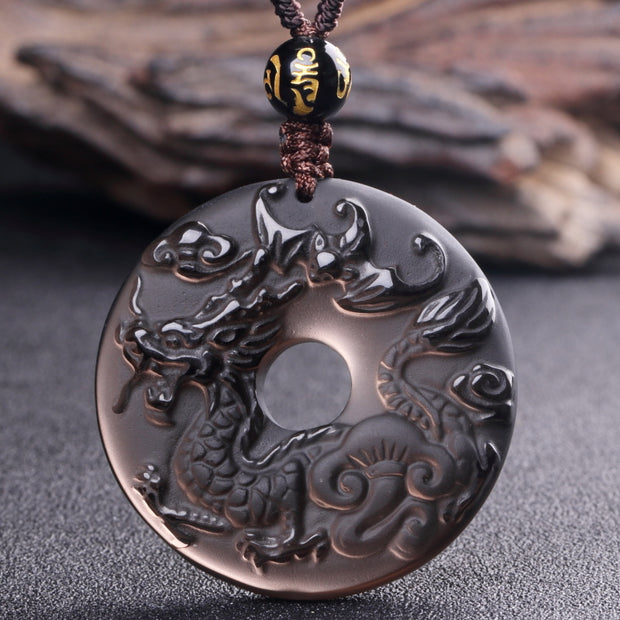 12 Zodiac Animals Obsidian Pendant Necklace Christmas Birthday Gift