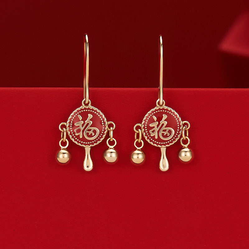 Christmas Birthday Gift Lucky Fu Drop Dangle Earrings