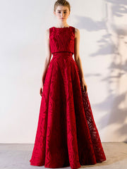 Wine Red Bandeau Maxi A- Line Evening Dress with Cape