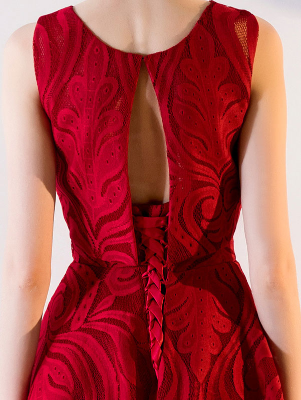 Wine Red Bandeau Maxi A- Line Evening Dress with Cape