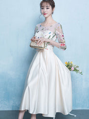 Champaign Jacquard Bridesmaid Tulle Evening Dress