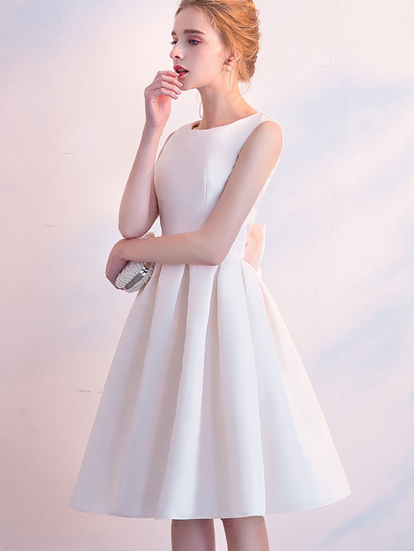 Fit & Flare Short Party Dress with Big Bow