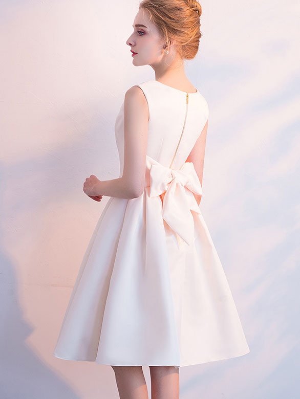 Fit & Flare Short Party Dress with Big Bow