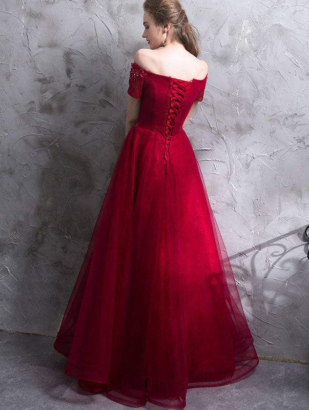 Full Length Off Shoulder Wedding Dress with Appliques