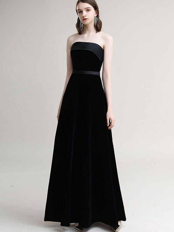 Wine Red Bandeau A-Line Maxi Wedding Prom Dress