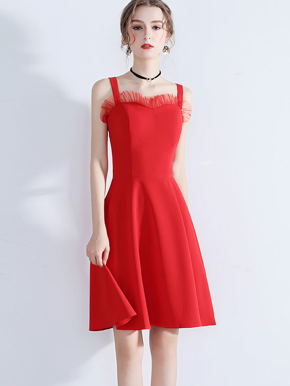 Short Fit & Flare Slip Evening Dress