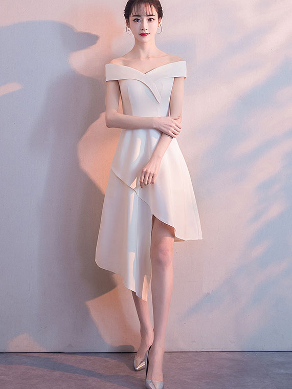 Off Shoulder Irregular A-Line Party Dress