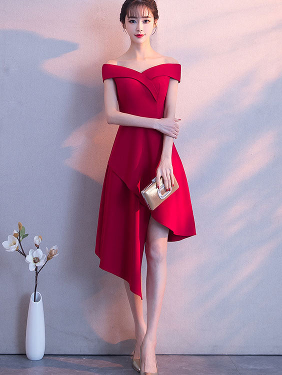 Off Shoulder Irregular A-Line Party Dress