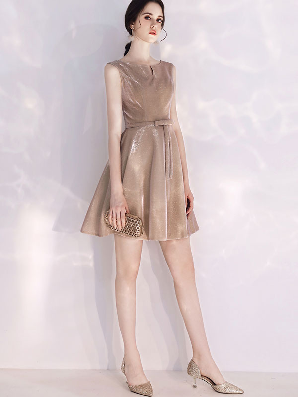 Shimmer Fit& Flare Belt Party Dress