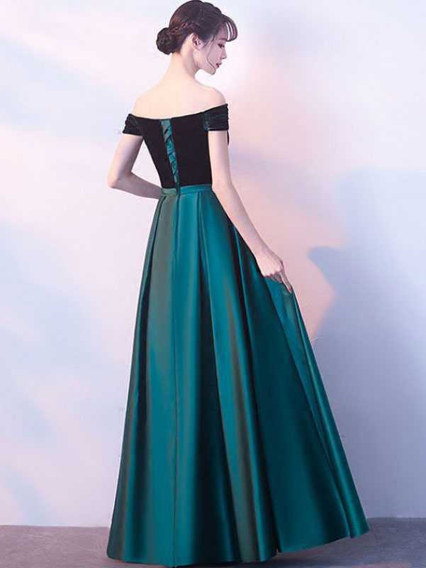 Off Shoulder A-Line Floor Length Evening Formal Dress