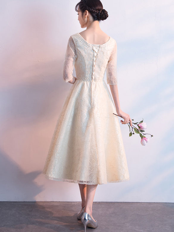 Bridesmaid A-Line Sequined Jacquard Party Prom Dress