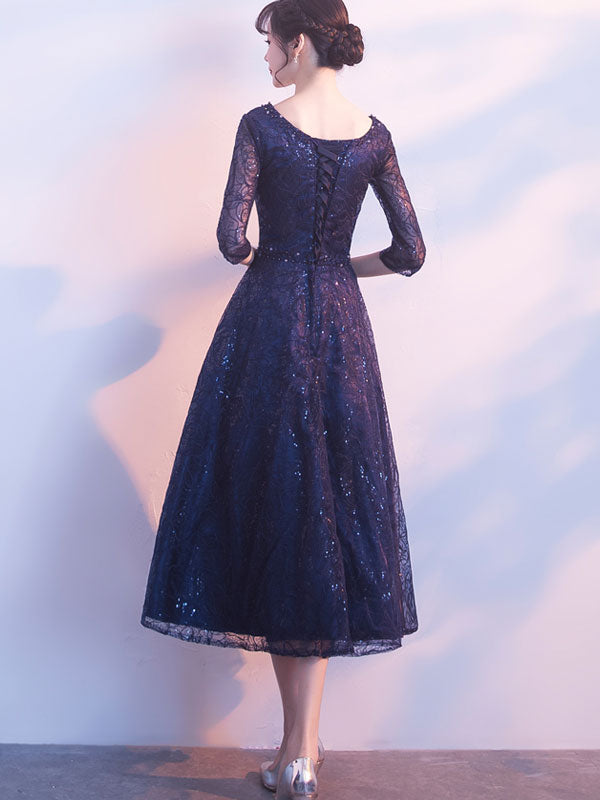 Bridesmaid A-Line Sequined Jacquard Party Prom Dress