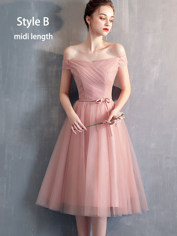 Pink Bridesmaid Tulle Wedding Prom Dress