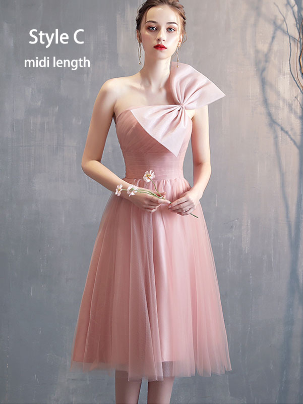 Pink Bridesmaid Tulle Wedding Prom Dress