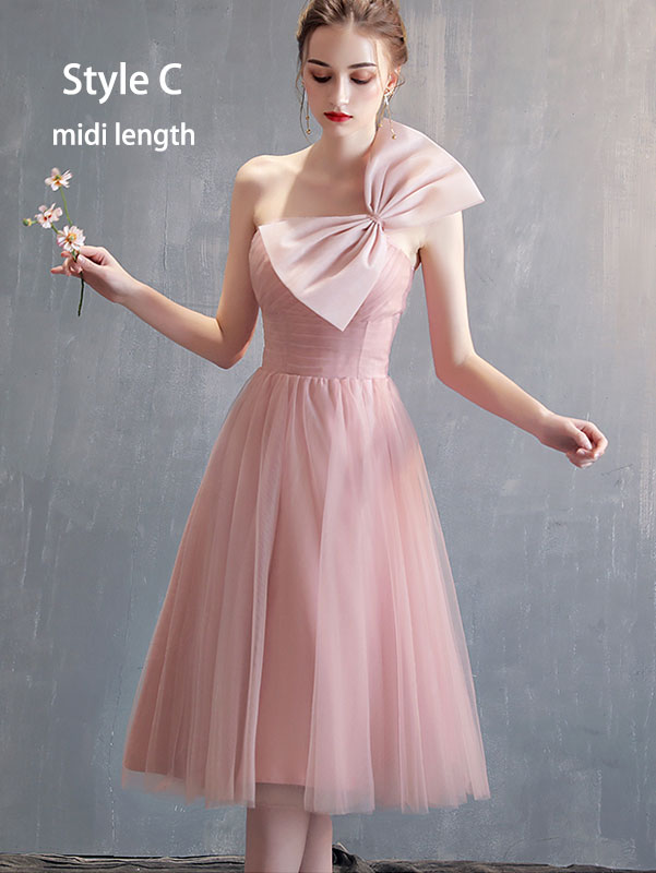 Pink Bridesmaid Tulle Wedding Prom Dress