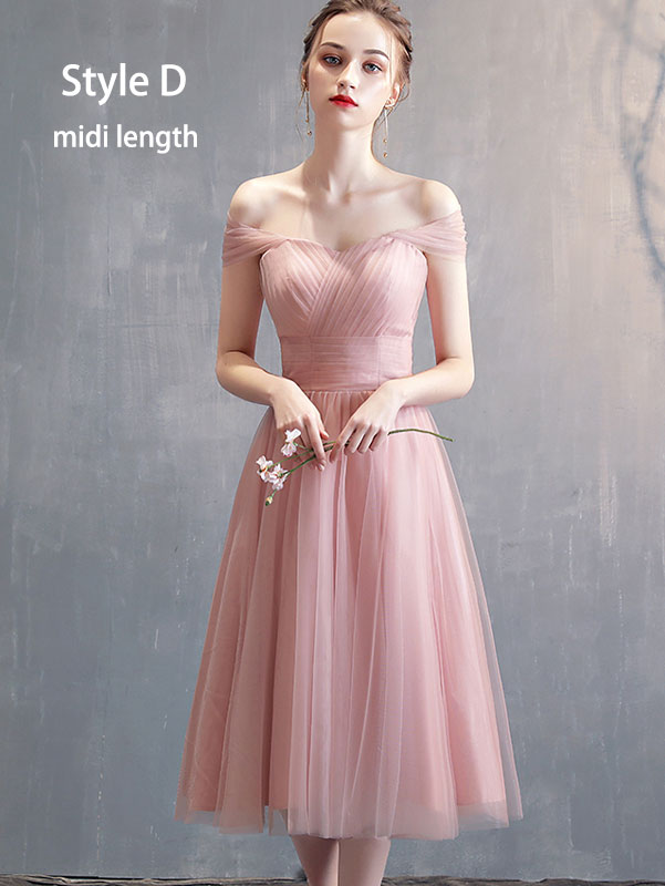Pink Bridesmaid Tulle Wedding Prom Dress